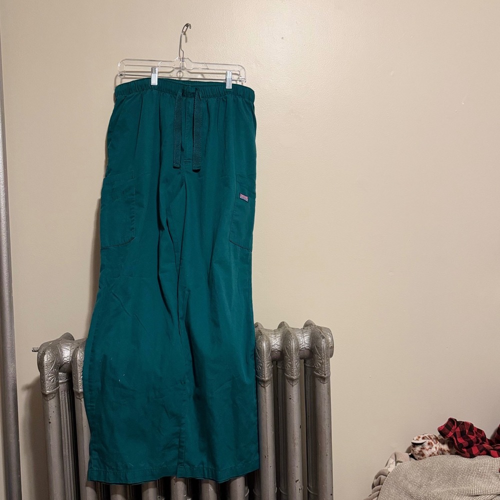 Cherokee Workwear Scrub Pants Teal Green Elastic‎ Waist Drawstring Medical